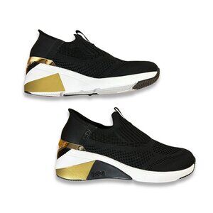 Mark Nason Skechers Wedge Sneakers Black Knit Slip On Memory Foam Size 7
